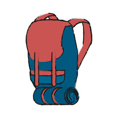 Colorful backpack doodle over white background vector illustration