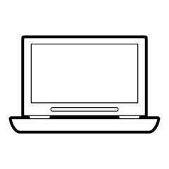 Flat line uncolored laptop over white background vector illustration