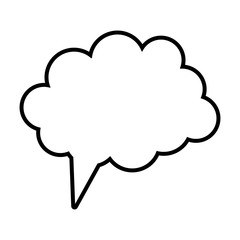 Flat line uncolored speech balloon over white background vector illustration