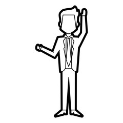 Flat line uncolored businessman over white background vector illustration