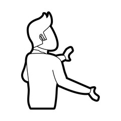 Flat line uncolored businessman over white background vector illustration