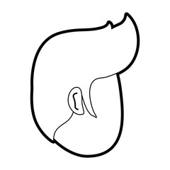 Flat line uncolored man head over white background vector illustration