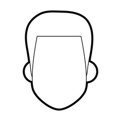 Flat line uncolored man head over white background vector illustration