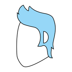 Flat line monocromatic man head over white background vector illustration