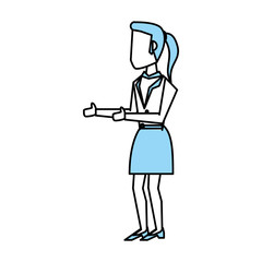 Flat line monocromatic businesswoman over white background vector illustration