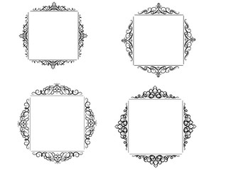 Vintage vector swirl frame set