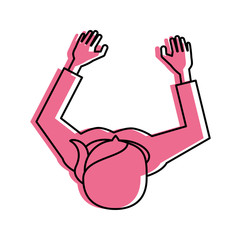 woman with stretched arms topview avatar icon image vector illustration design  pink color