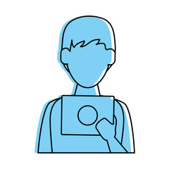 man avatar using tablet icon image vector illustration design  blue color