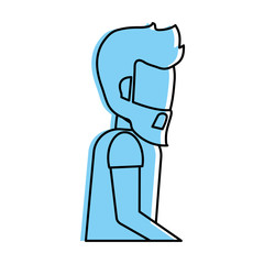 bearded man sideview avatar icon image vector illustration design  blue color