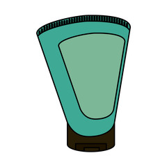 cosmetic bottle with blank label icon image vector illustration design 