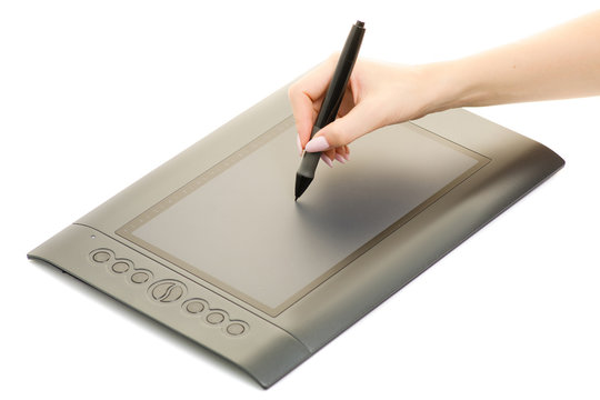 Graphic tablet female hands
