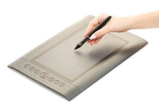 Graphic tablet female hands