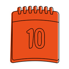 calendar 10 icon image vector illustration design  orange color