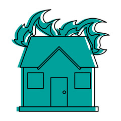 house on fire icon image vector illustration design  blue color