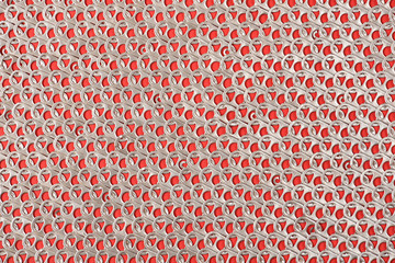 Wallpaper and background from recyclable soda can aluminum pull ring