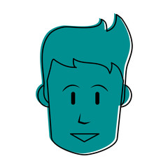 face of happy man icon image vector illustration design  blue color