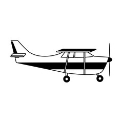 propeller airplane icon image vector illustration design  black and white