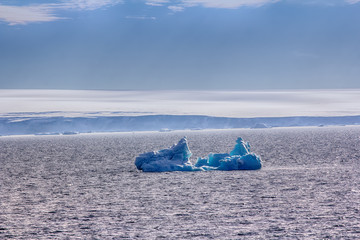 Icebergs, glaciers, growlers in Arctic ocean