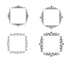 Vintage vector swirl frame set