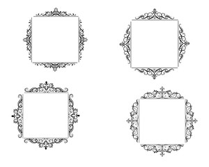 Vintage vector swirl frame set
