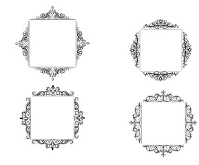 Vintage vector swirl frame set