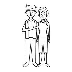 couple standing man and woman together people vector illustration