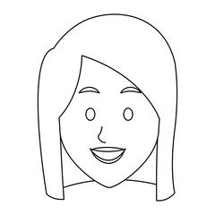 woman face smile expression cartoon character on white background vector illustration