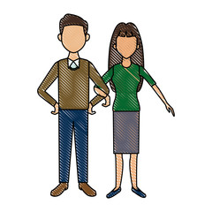 couple standing man and woman together people vector illustration