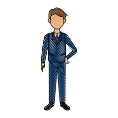 business man in suit clothes standing character vector illustration