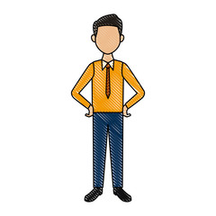 man in casual clothes gesture hands standing vector illustration