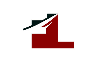 FL Red Negative Space Square Swoosh Letter Logo