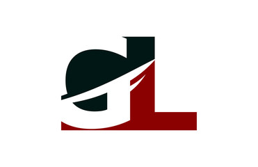 GL Red Negative Space Square Swoosh Letter Logo