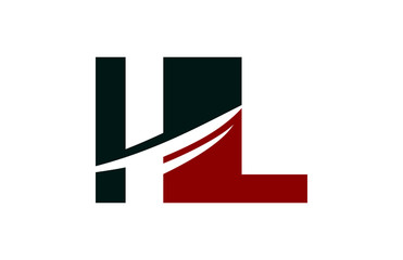 IL Red Negative Space Square Swoosh Letter Logo