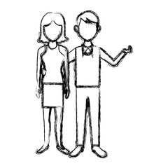 couple standing man and woman together people vector illustration