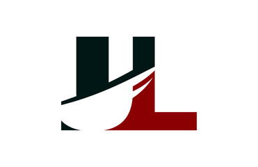 UL Red Negative Space Square Swoosh Letter Logo