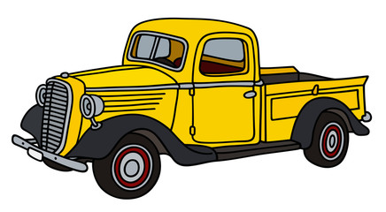 Retro yellow small delivery truck