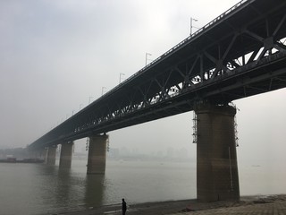 Old double deck bridge Wuhan Yangtze river Great Bridge