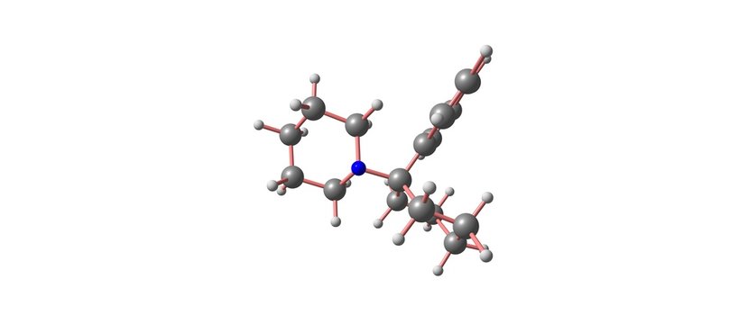 Phencyclidine molecular structure isolated on white