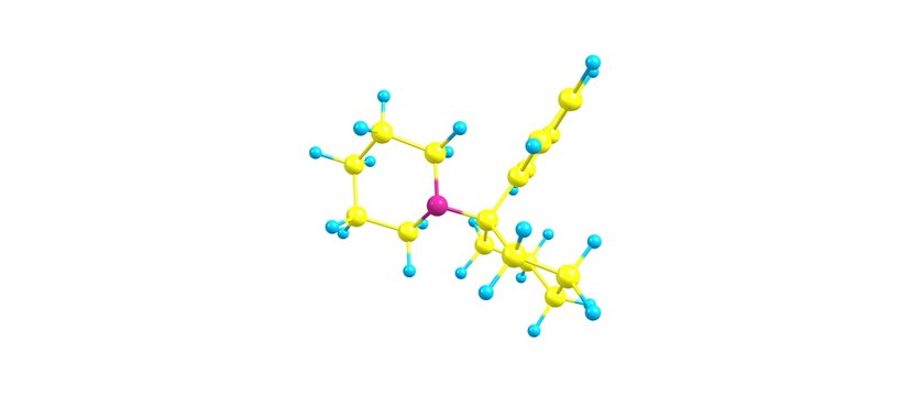 Phencyclidine molecular structure isolated on white