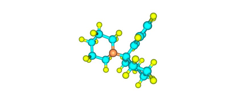 Phencyclidine molecular structure isolated on white