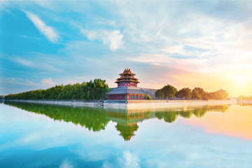 The forbidden city at sunset in Beijing,China.