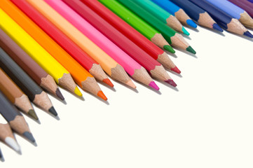 color pencils on white background