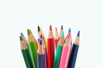 color pencils on white background