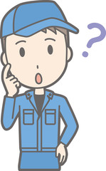 Illustrations that men wearing work clothes are wondering