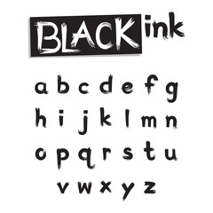 Ink lowercase font  isolated vector