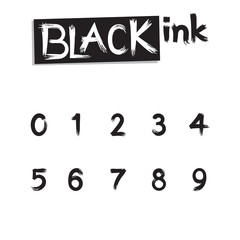Ink number font  isolated vector