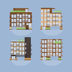 Vector illustration of several building for condominium.