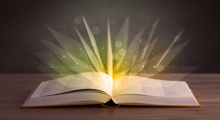 Yellow lights over book