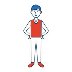 young man standing with folded arms front view vector illustration