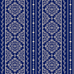Vector line art seamless border for design template. Element for design in Eastern style. Floral vintage pattern for invitations, cards, wallpaper.